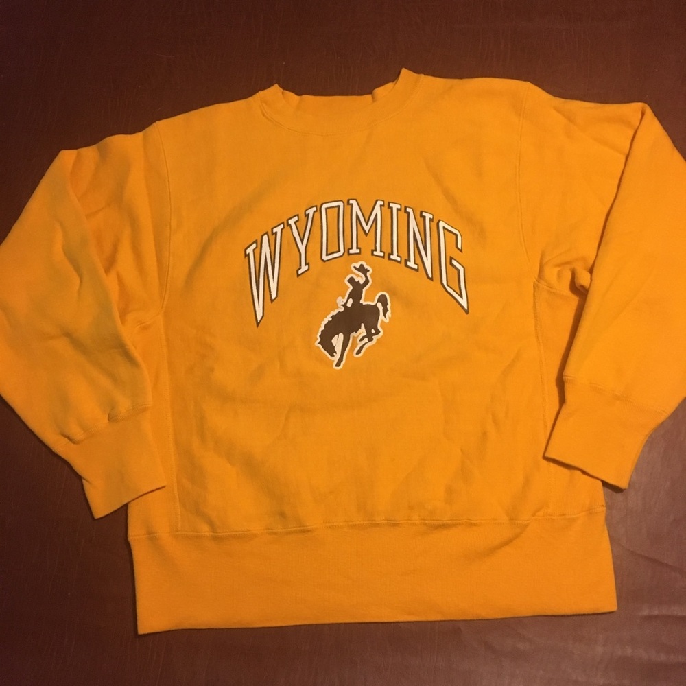 Vtg 90s Wyoming Reverse Weave Bucking Bronco Crewneck Sweatshirt S